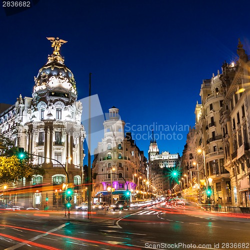 Image of Gran Via in Madrid, Spain, Europe.