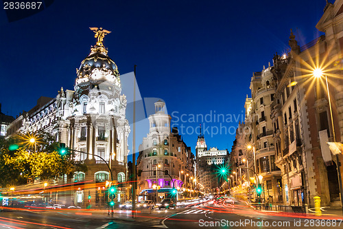 Image of Gran Via in Madrid, Spain, Europe.