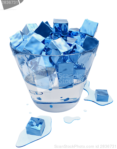 Image of Stylized melting ice cubes in the glass bucket