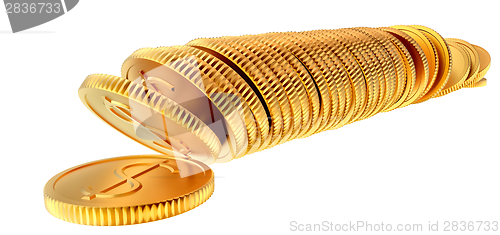 Image of Stacks of gold dollar coins