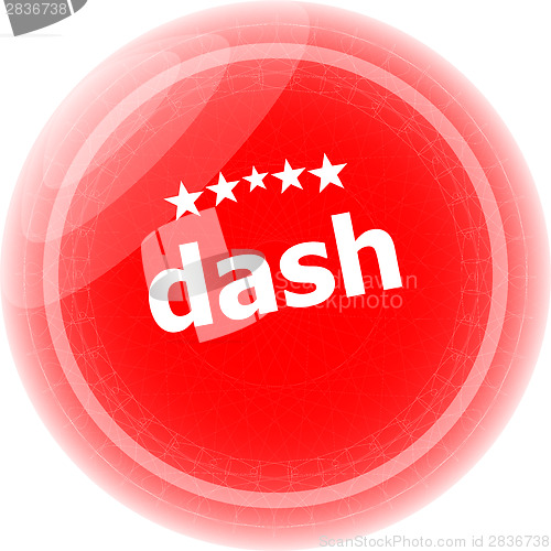 Image of dash word red web button, label, icon