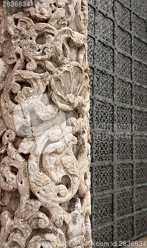 Image of  carved stone column 