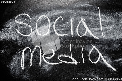 Image of Handwritten message on chalkboard writing message Social media