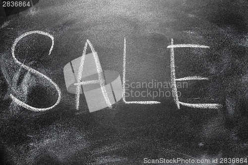 Image of Handwritten message on chalkboard writing message Sale