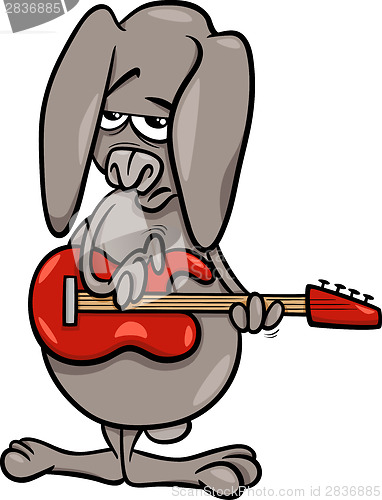 Image of bunny playing guitar cartoon illustration