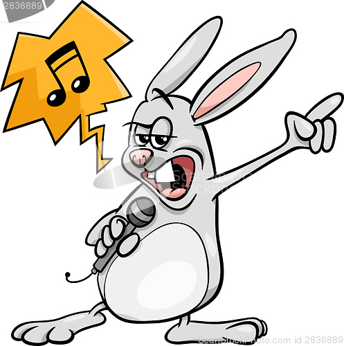 Image of bunny singing rock cartoon illustration