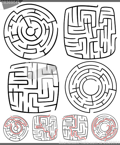 Image of mazes or labyrinths diagrams set