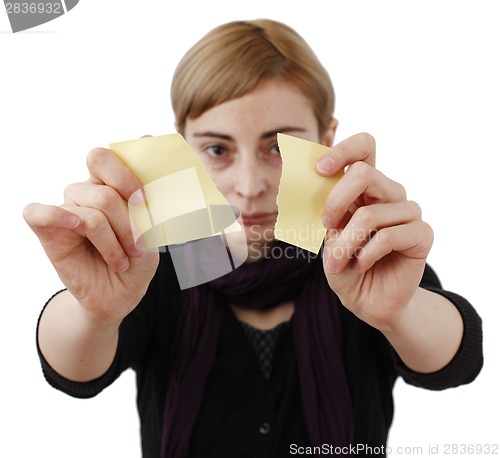 Image of Woman and post it