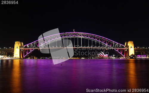 Image of Sydney Harbour Bridge in Pink