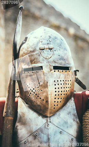 Image of Medieval Knight In Helmet