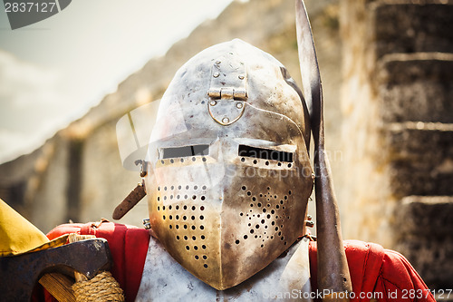 Image of Medieval Knight In Helmet