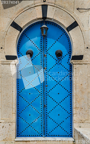 Image of Blue Traditional door with arch from Sidi Bou Said