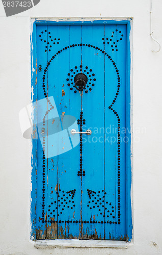 Image of Old Blue door with from Sidi Bou Said in Tunisia