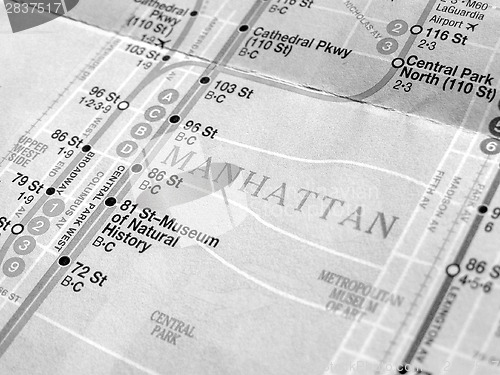 Image of Black and white New York subway map