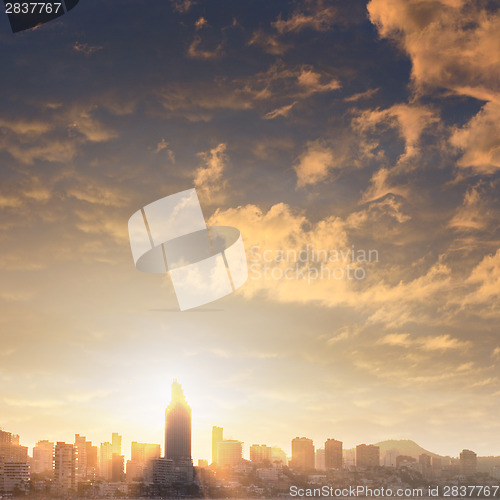 Image of View of Benidorm on sunset