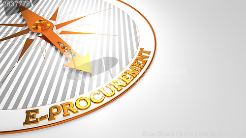 Image of E-Procurement on White with Golden Compass.