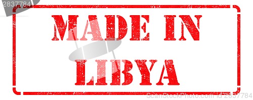 Image of Made in Libya on Red Rubber Stamp.