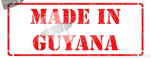 Image of Made in Guyana on Red Rubber Stamp.