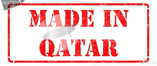 Image of Made in Qatar on Red Rubber Stamp.