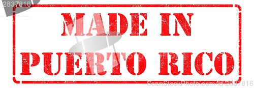 Image of Made in Puerto Rico on Red Rubber Stamp.