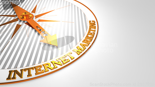 Image of Internet Marketing on White with Golden Compass.