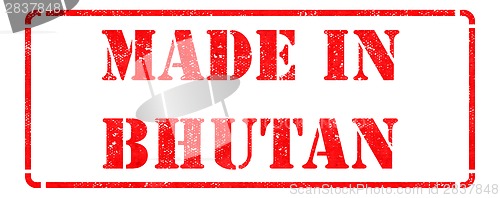 Image of Made in Bhutan on Red Rubber Stamp.