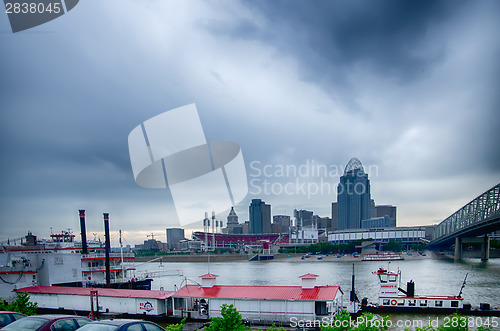 Image of Cincinnati skyline. Image of Cincinnati skyline and historic Joh