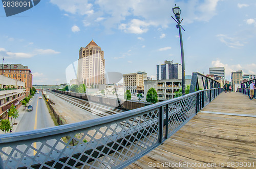 Image of roanoke virginia city skyline in the mountain valley