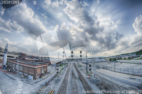 Image of roanoke virginia city skyline in the mountain valley