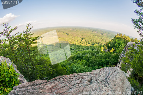 Image of beautiful aerial landscape views from crowders mountain near gas