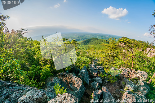 Image of beautiful aerial landscape views from crowders mountain near gas