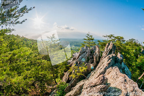 Image of beautiful aerial landscape views from crowders mountain near gas