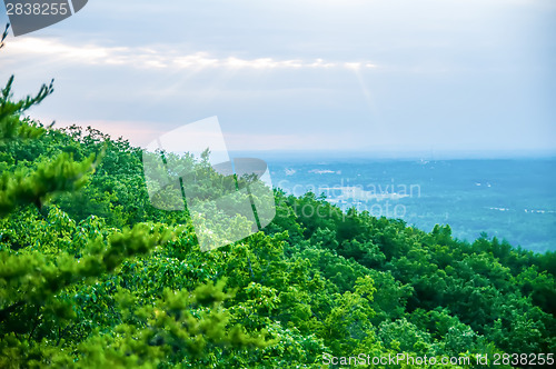 Image of beautiful aerial landscape views from crowders mountain near gas