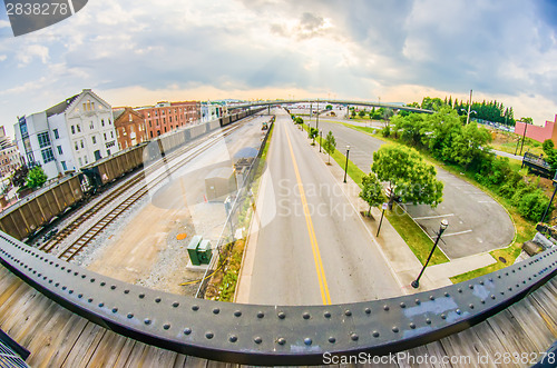 Image of roanoke virginia city skyline in the mountain valley