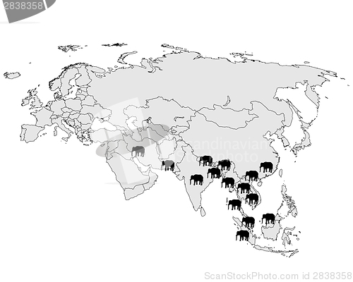 Image of Asian elephant range