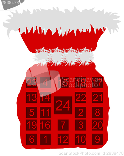 Image of Red St Nicholas bag with Advent calendar