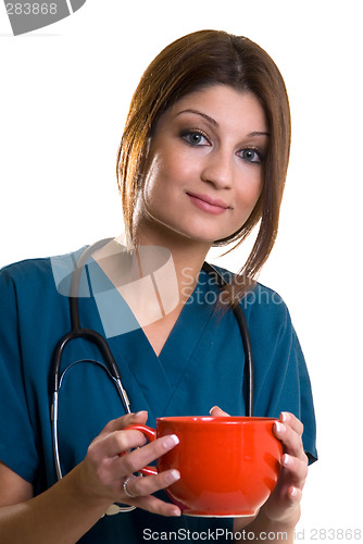 Image of Nurse with coffee