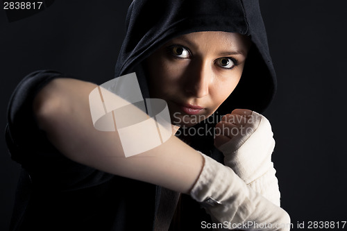 Image of girl with a fighting stance