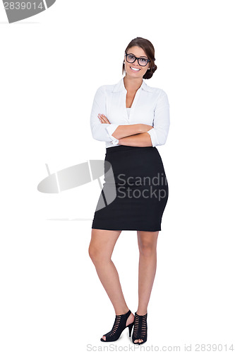 Image of smiling young successful business woman isolated
