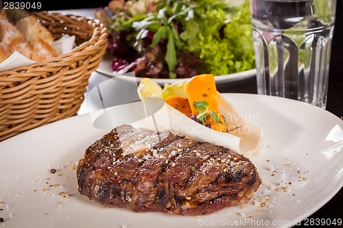 Image of Grilled beef steak with seasoning
