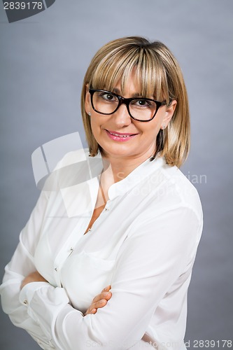 Image of Scholarly attractive woman in glasses