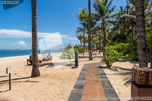 Image of Beach umbrellas on a beautiful beach in Bali