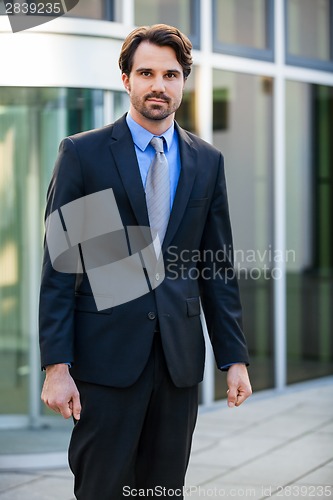 Image of Businessman standing waiting for someone