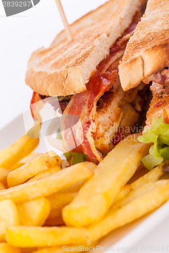 Image of Club sandwich with potato French fries