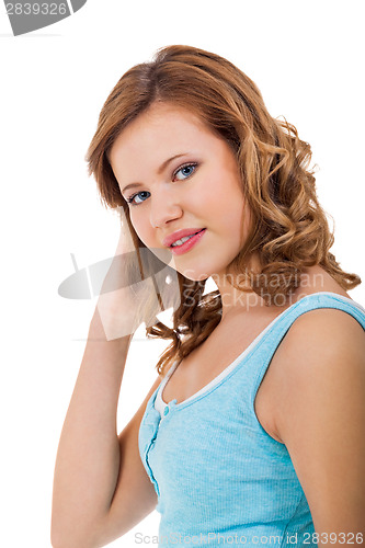 Image of young teenager girl smiling having fun portrait
