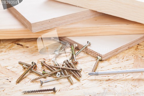 Image of Phillips head screwdriver and wood screws