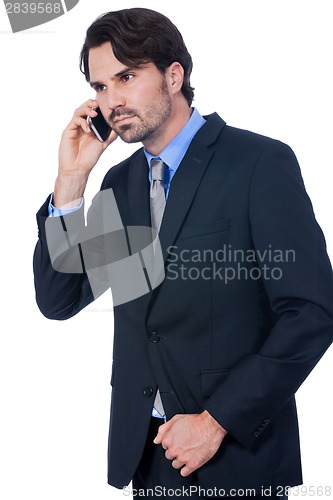 Image of Stylish businessman talking on his mobile phone