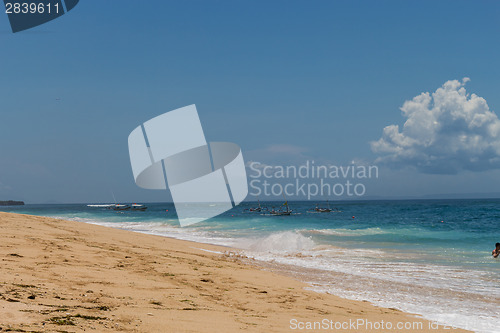 Image of Beautiful tropical beach with lush vegetation