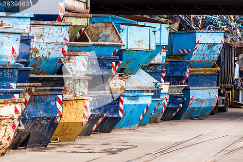 Image of Rows of empty garbage tips