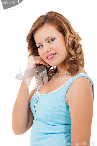 Image of young teenager girl smiling having fun portrait
